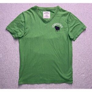 Y2K Aeropostale V-Neck Bulldog Graphic T-Shirt - Green - Men’s Size M